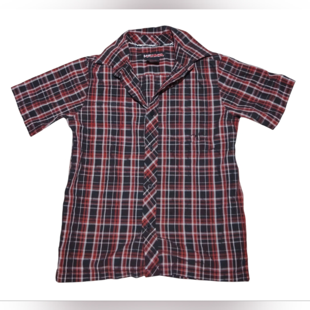 Tony Hawk Short Sleeve Shirt Button Down Red And Black For Boys Size S